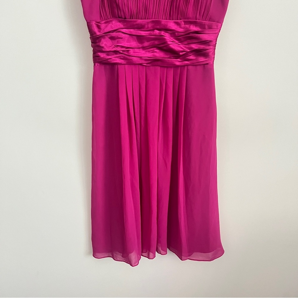 Democracy Fuchsia Chiffon Pleated Cocktail Dress Empire Waist Party Dress Size 6 - Picture 4 of 11